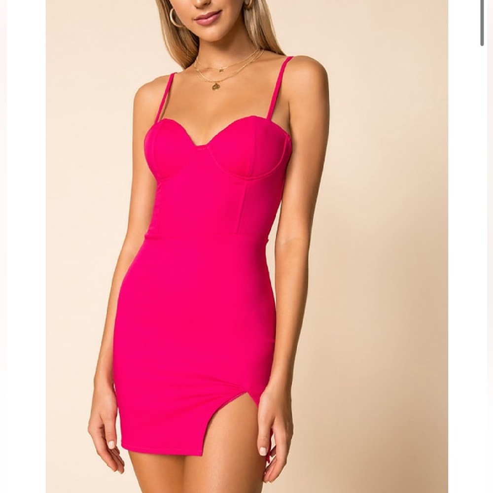 NWOT Superdown Revolve Bustier Mini Dress XXS Hot Pink